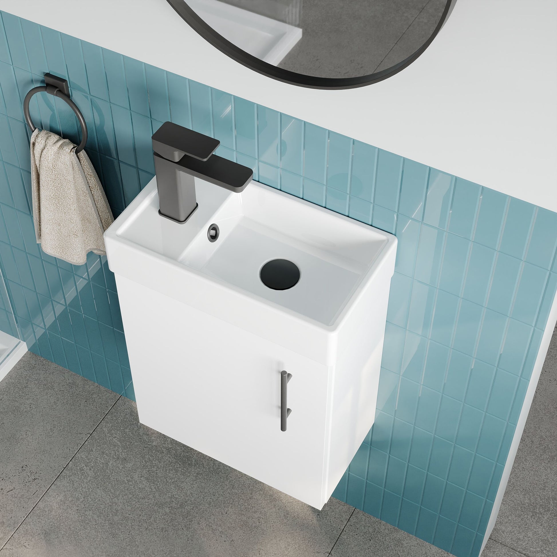 [BFSAH1892] Freehay Compact Cloakroom Wall Hung Vanity Basin Unit, 400mm, Choice of Colour - Lifestyle 2