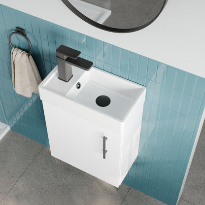 [BFSAH1892] Freehay Compact Cloakroom Wall Hung Vanity Basin Unit, 400mm, Choice of Colour - Lifestyle 2