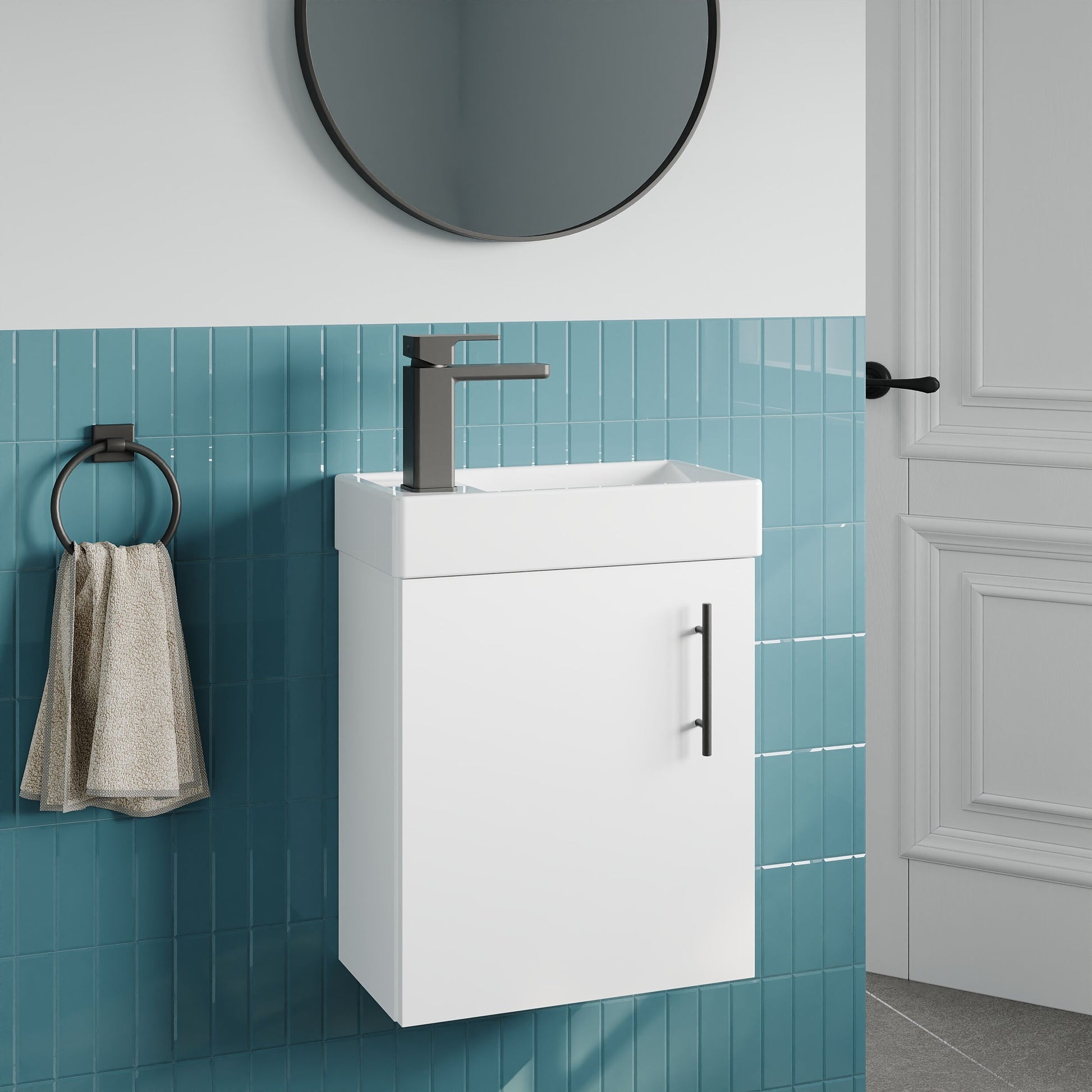 [BFSAH1892] Freehay Compact Cloakroom Wall Hung Vanity Basin Unit, 400mm, Choice of Colour - Lifestyle 3