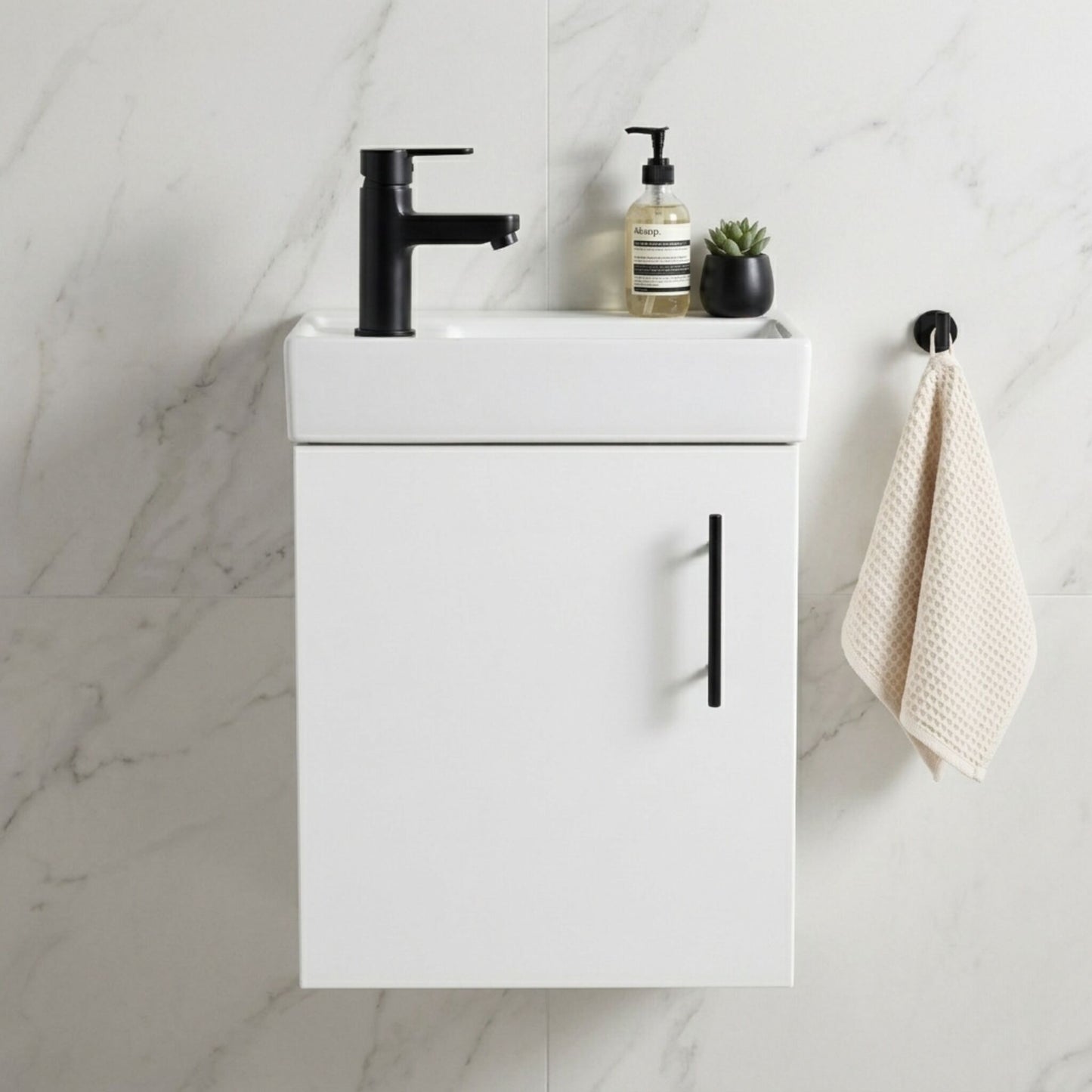 [BFSAH1892] Freehay Compact Cloakroom Wall Hung Vanity Basin Unit, 400mm, Choice of Colour - Silo