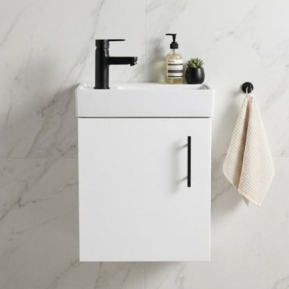 [BFSAH1892] Freehay Compact Cloakroom Wall Hung Vanity Basin Unit, 400mm, Choice of Colour - Silo