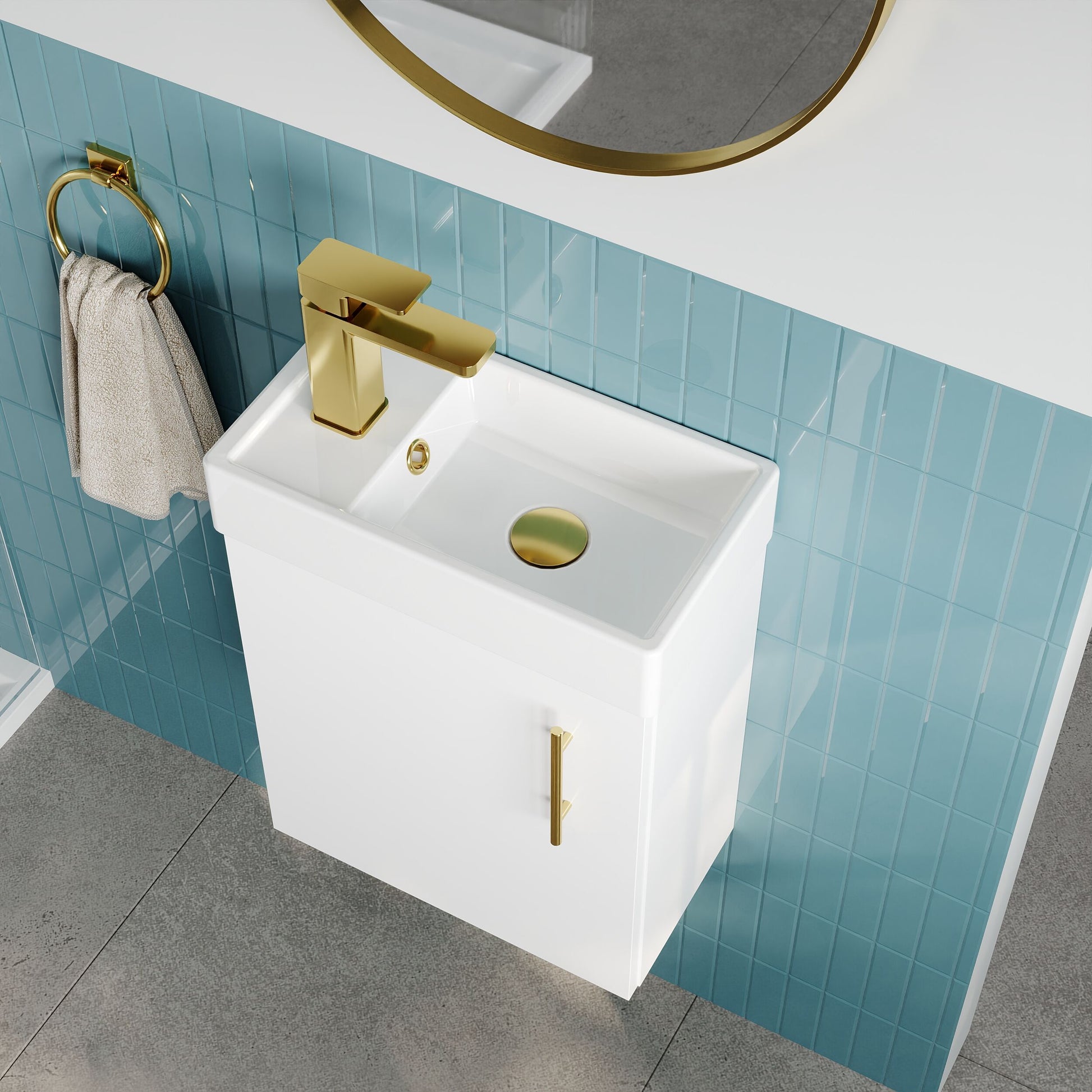 [BFSAH1893] Freehay Compact Cloakroom Wall Hung Vanity Basin Unit, 400mm, Choice of Colour - Lifestyle 2