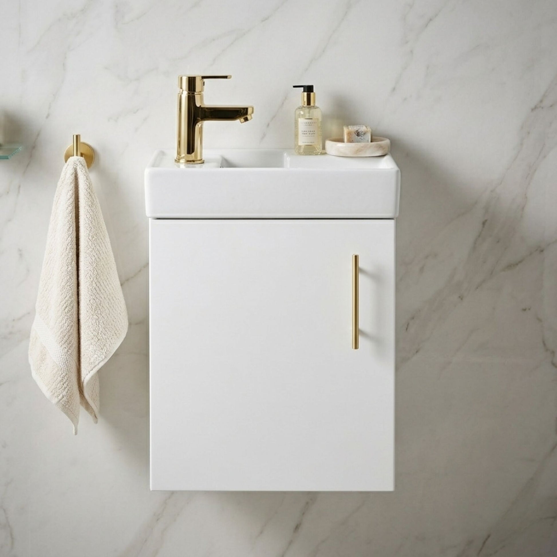 [BFSAH1893] Freehay Compact Cloakroom Wall Hung Vanity Basin Unit, 400mm, Choice of Colour - Silo