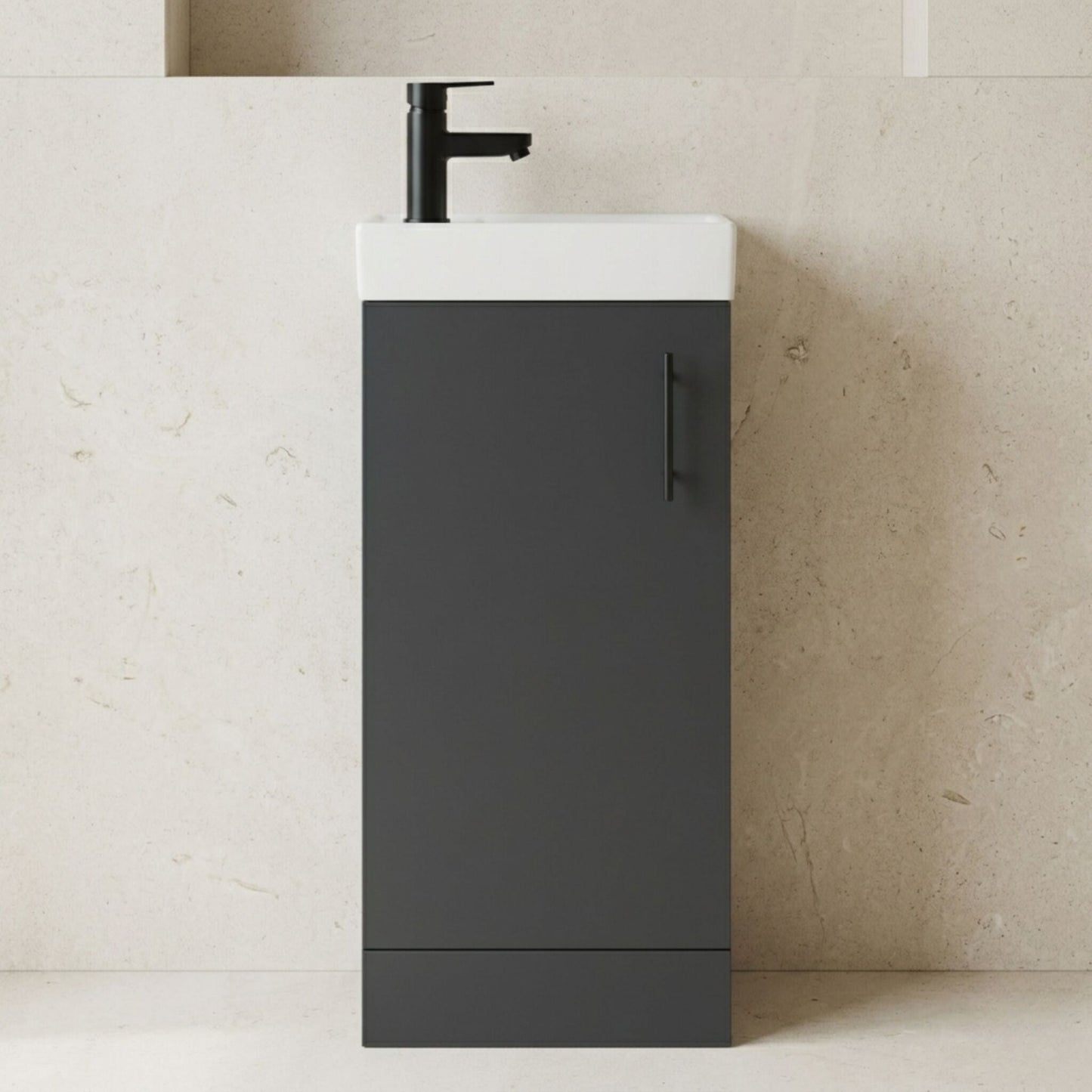 [BFSAH2492] Freehay Compact Cloakroom Vanity Basin Unit, 400mm - Choice of Mount Type, Colour and Handle Finish - Silo