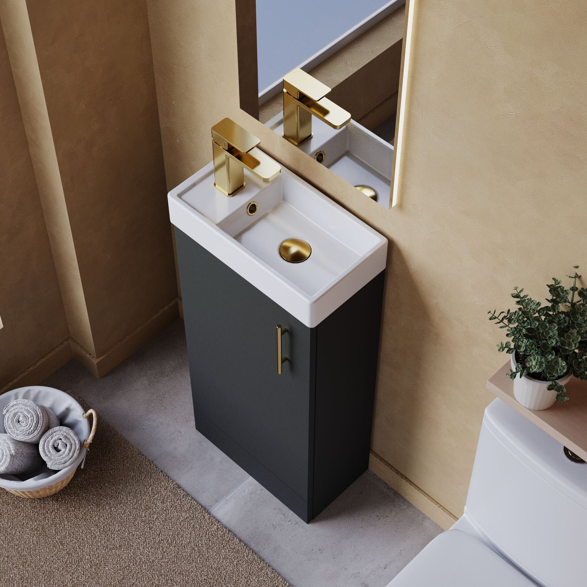 [BFSAH2493] Freehay Compact Cloakroom Vanity Basin Unit, 400mm - Choice of Mount Type, Colour and Handle Finish - Lifestyle 2