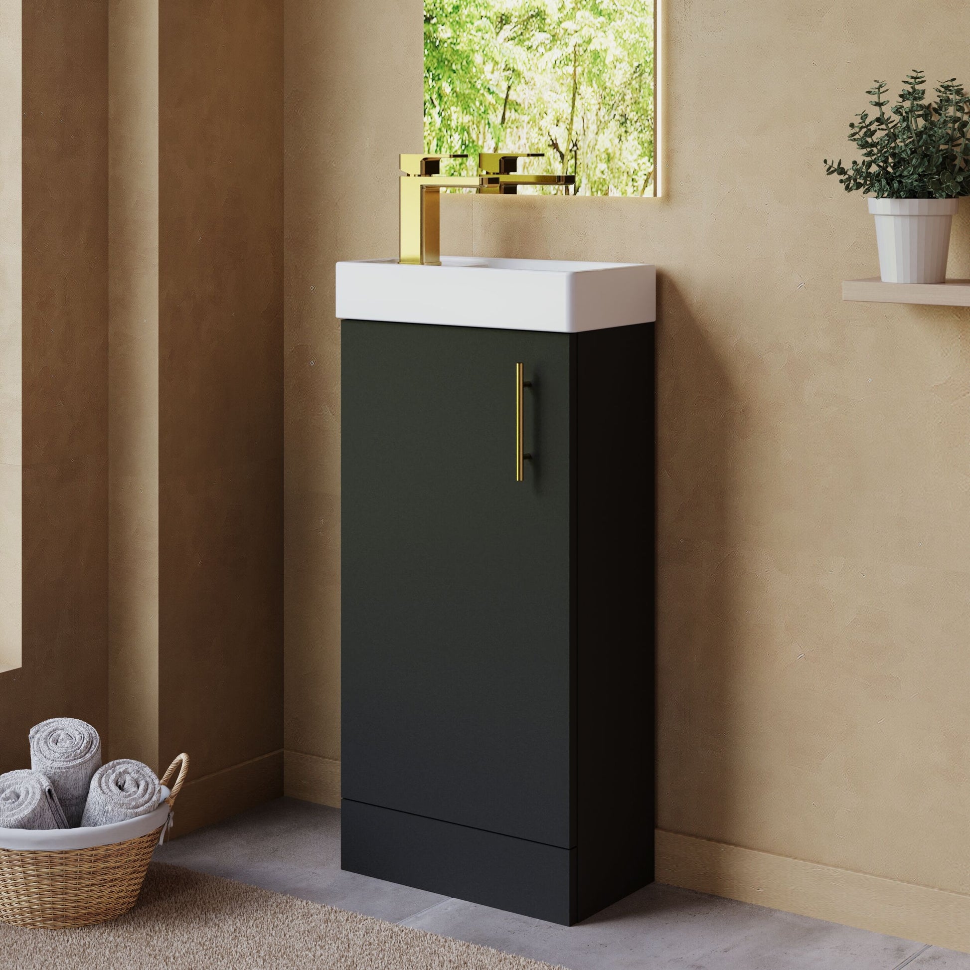 [BFSAH2493] Freehay Compact Cloakroom Vanity Basin Unit, 400mm - Choice of Mount Type, Colour and Handle Finish - Lifestyle 3