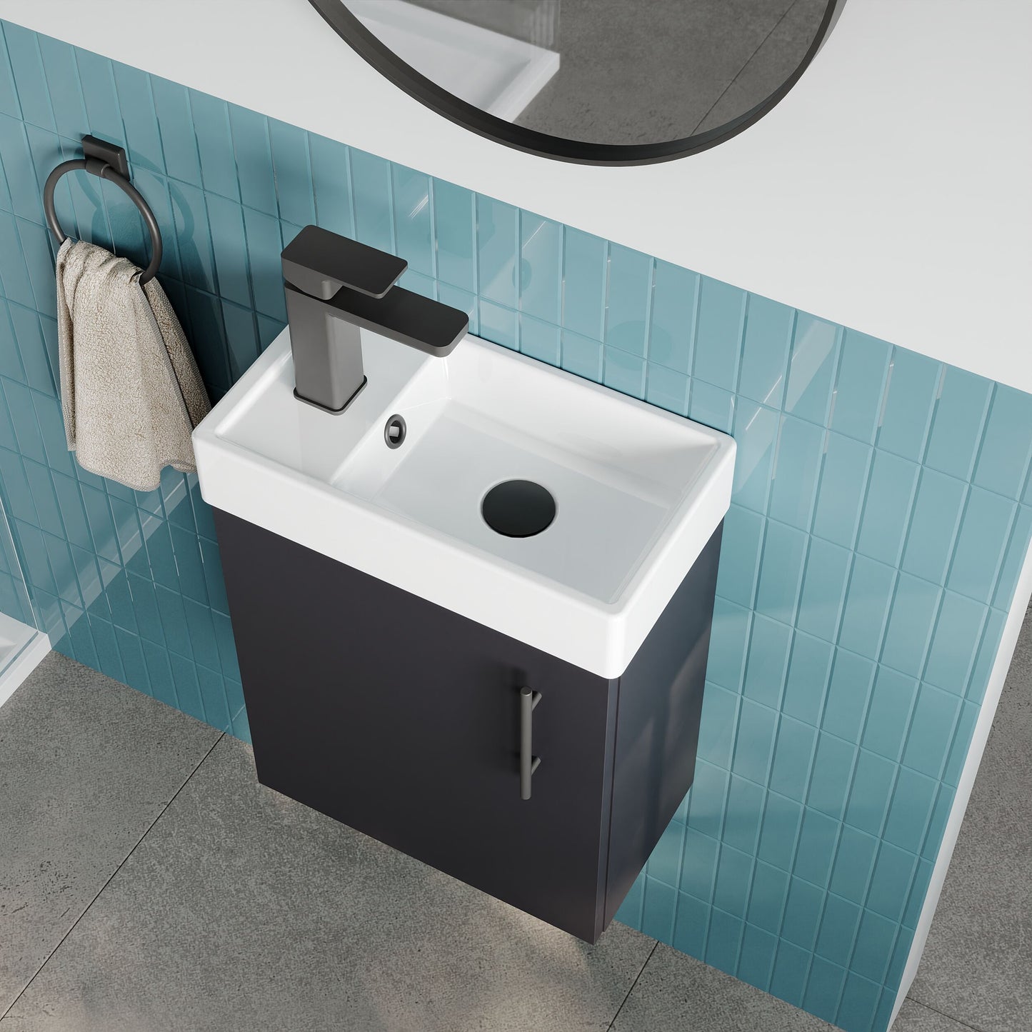 [BFSAH2592] Freehay Compact Cloakroom Wall Hung Vanity Basin Unit, 400mm, Choice of Colour - Lifestyle 2