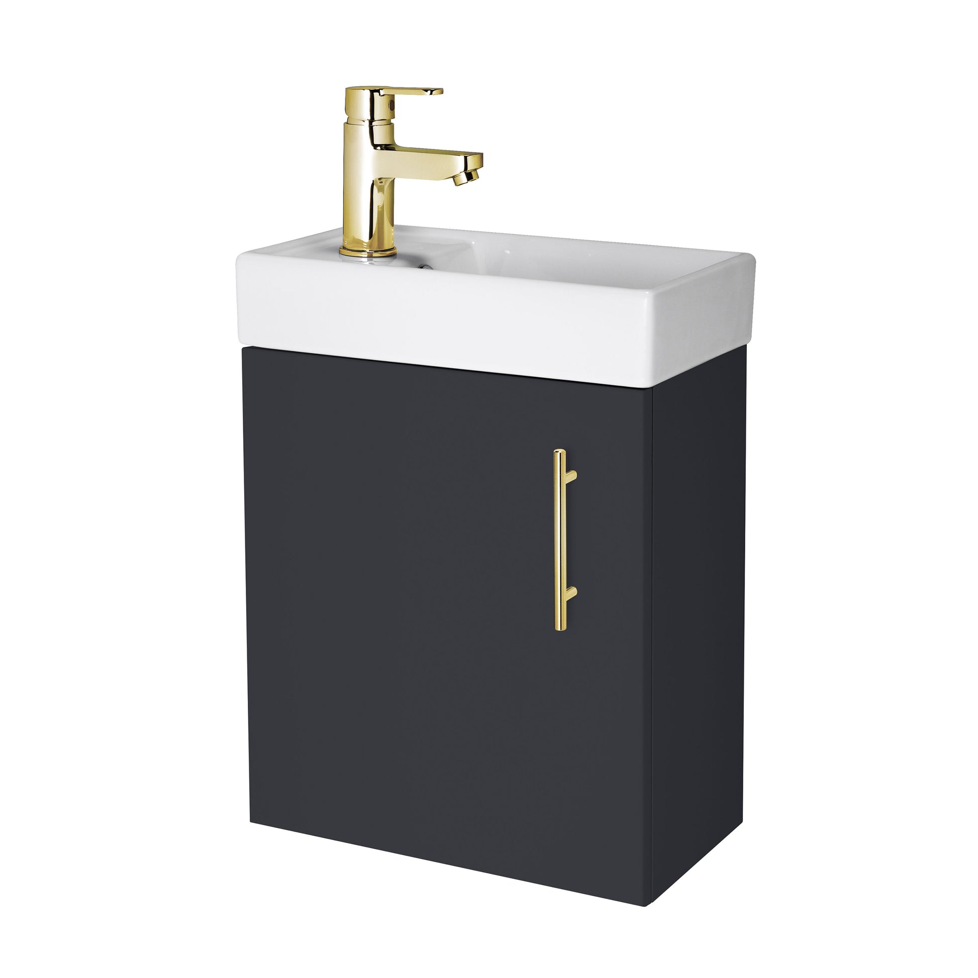[BFSAH2593] Freehay Compact Cloakroom Wall Hung Vanity Basin Unit, 400mm, Choice of Colour - Cutout