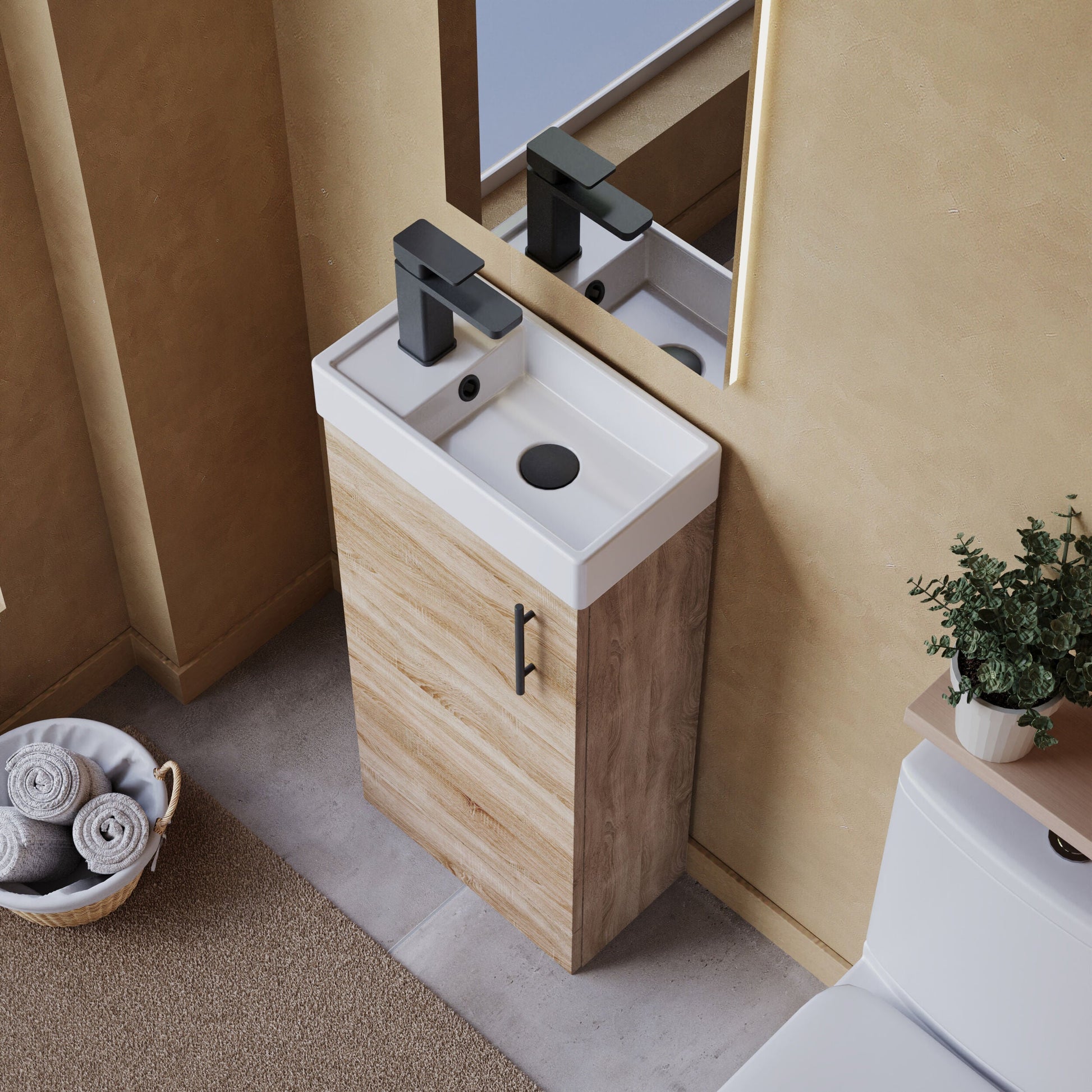 [BFSAH3092] Freehay Compact Cloakroom Vanity Basin Unit, 400mm - Choice of Mount Type, Colour and Handle Finish - Lifestyle 2