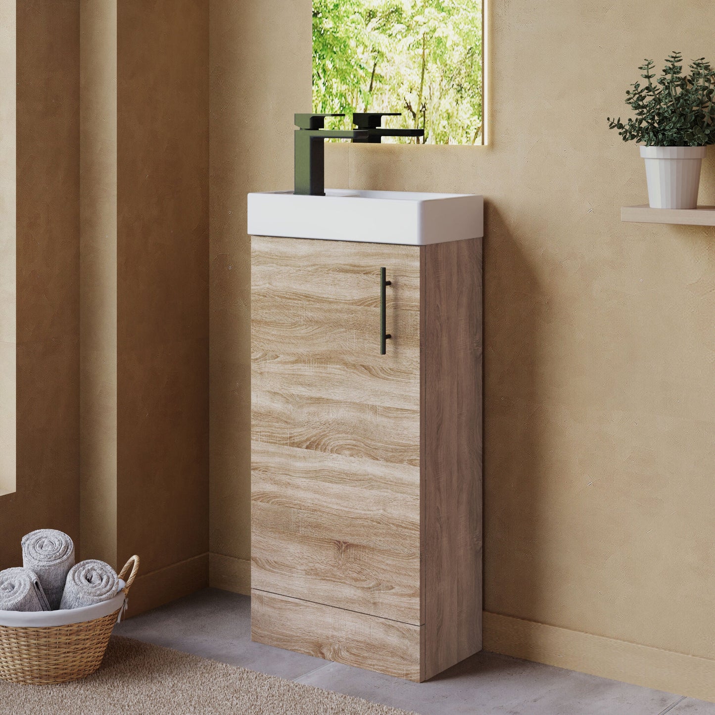 [BFSAH3092] Freehay Compact Cloakroom Vanity Basin Unit, 400mm - Choice of Mount Type, Colour and Handle Finish - Lifestyle 3