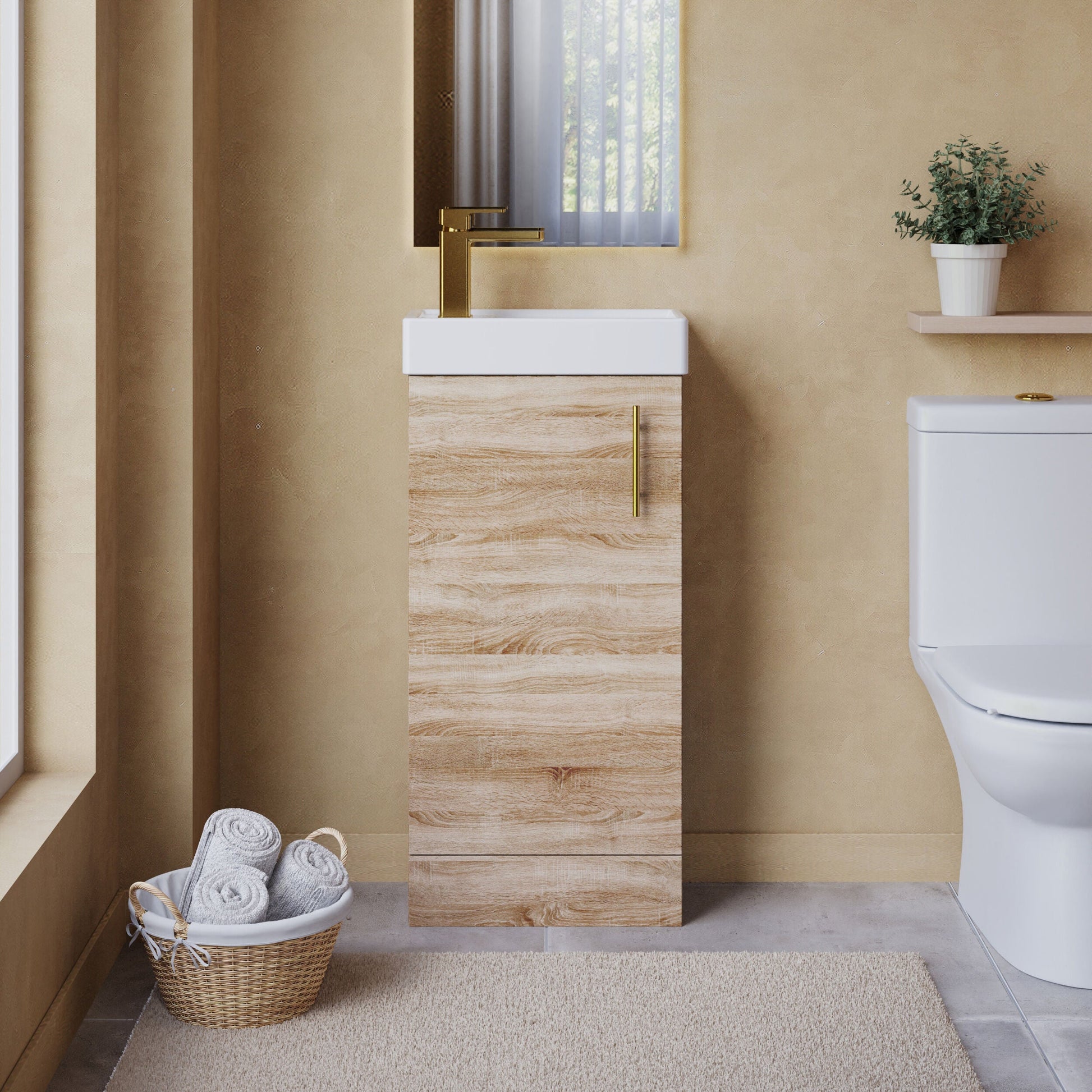 [BFSAH3093] Freehay Compact Cloakroom Vanity Basin Unit, 400mm - Choice of Mount Type, Colour and Handle Finish - Lifestyle 1