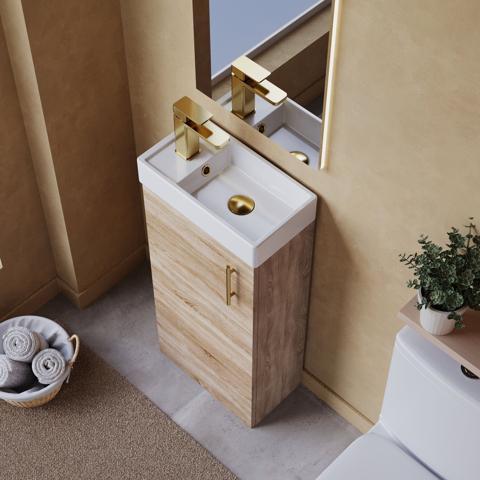 [BFSAH3093] Freehay Compact Cloakroom Vanity Basin Unit, 400mm - Choice of Mount Type, Colour and Handle Finish - Lifestyle 2