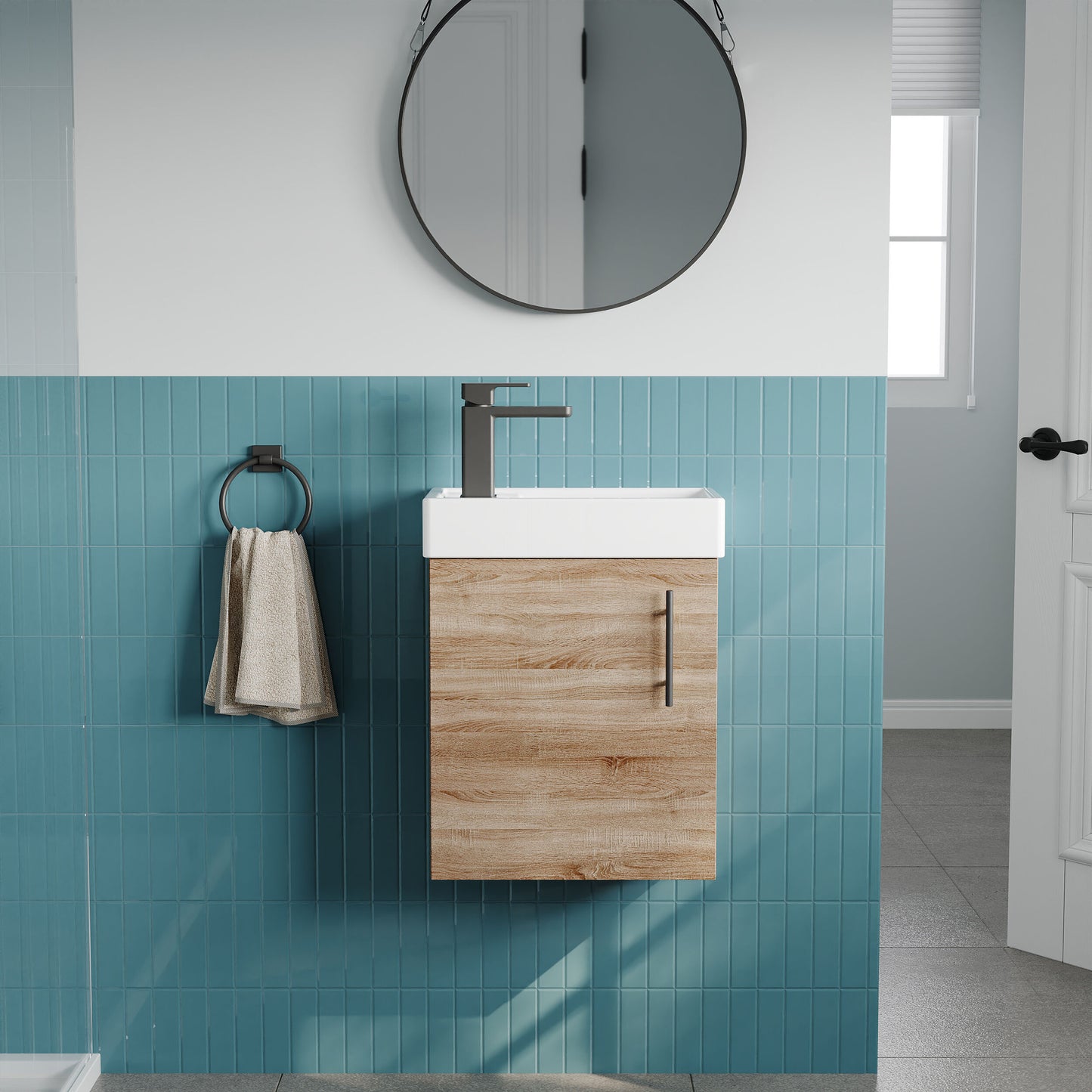 [BFSAH3192] Freehay Compact Cloakroom Wall Hung Vanity Basin Unit, 400mm, Choice of Colour - Lifestyle 1