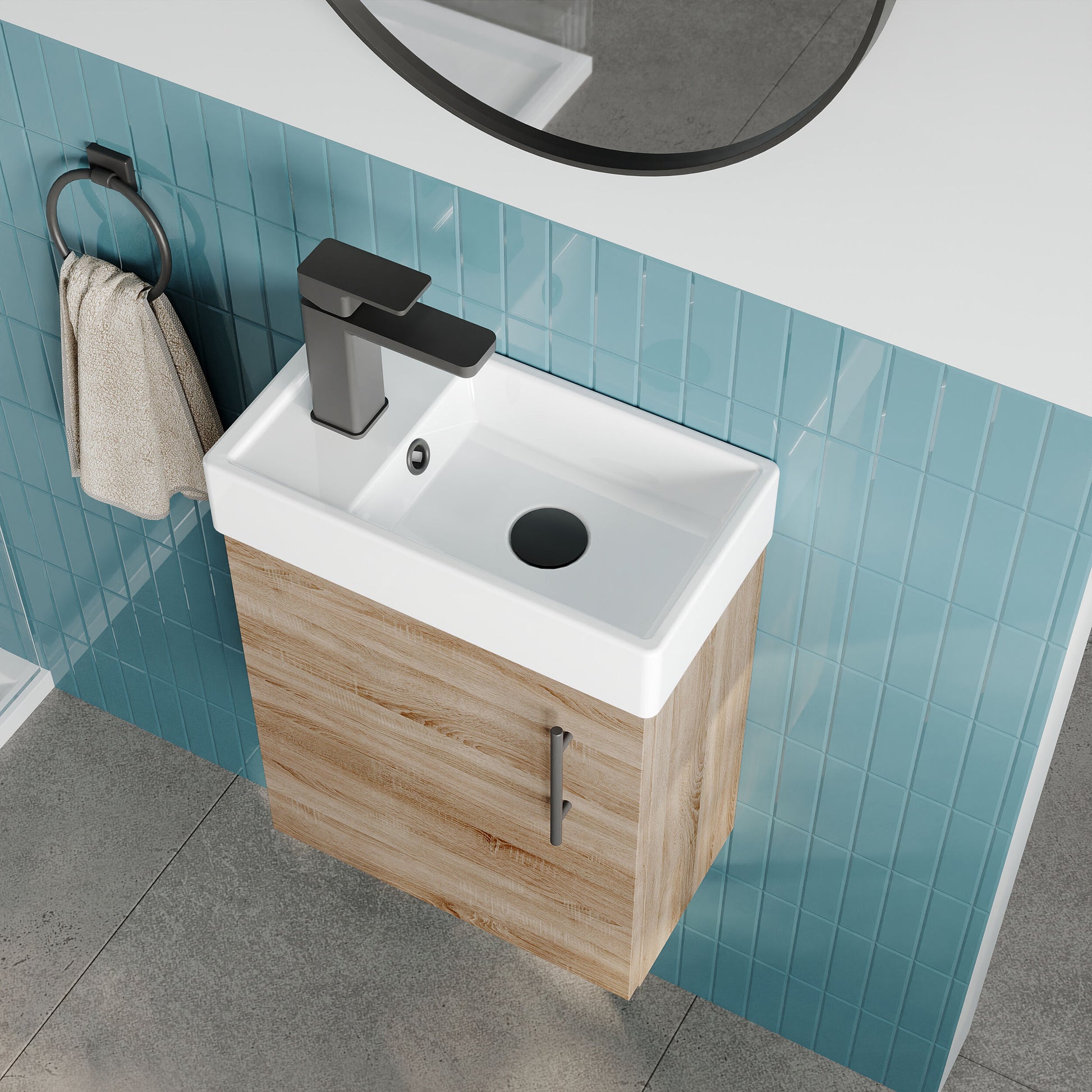 [BFSAH3192] Freehay Compact Cloakroom Wall Hung Vanity Basin Unit, 400mm, Choice of Colour - Lifestyle 2
