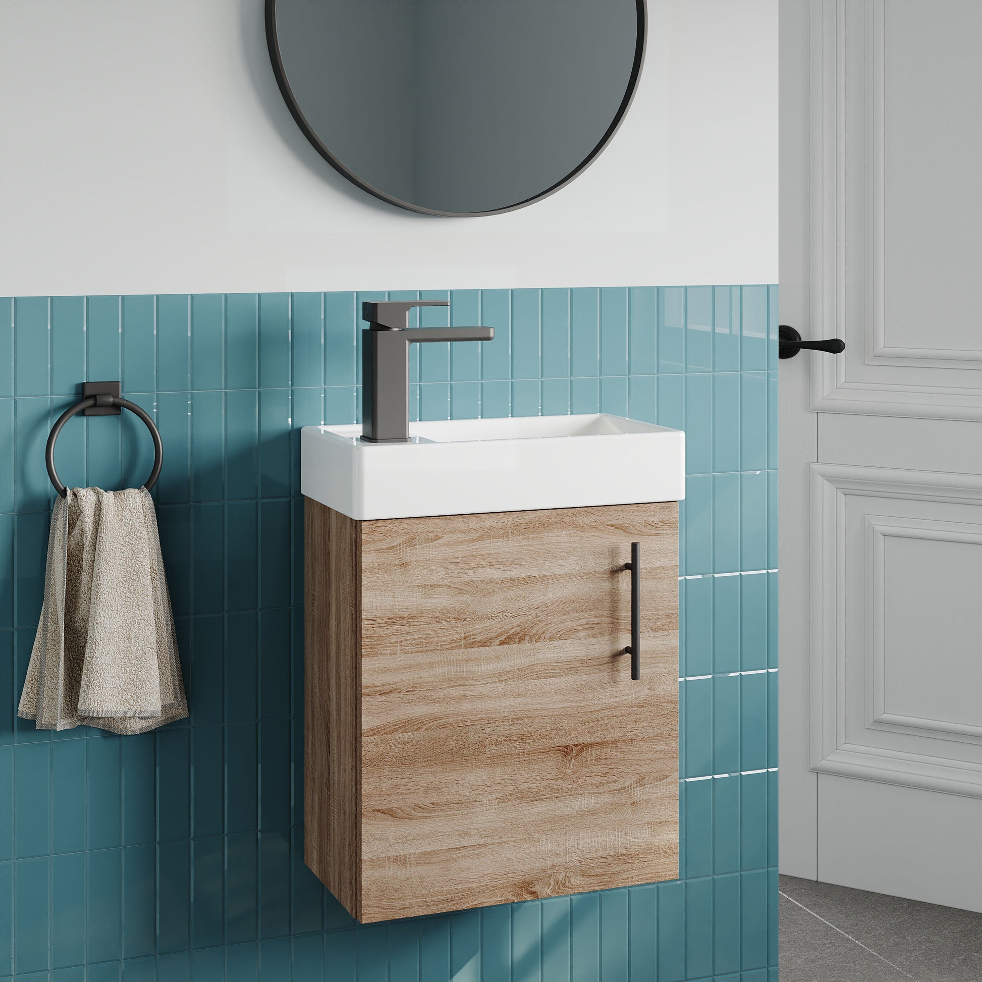 [BFSAH3192] Freehay Compact Cloakroom Wall Hung Vanity Basin Unit, 400mm, Choice of Colour - Lifestyle 3