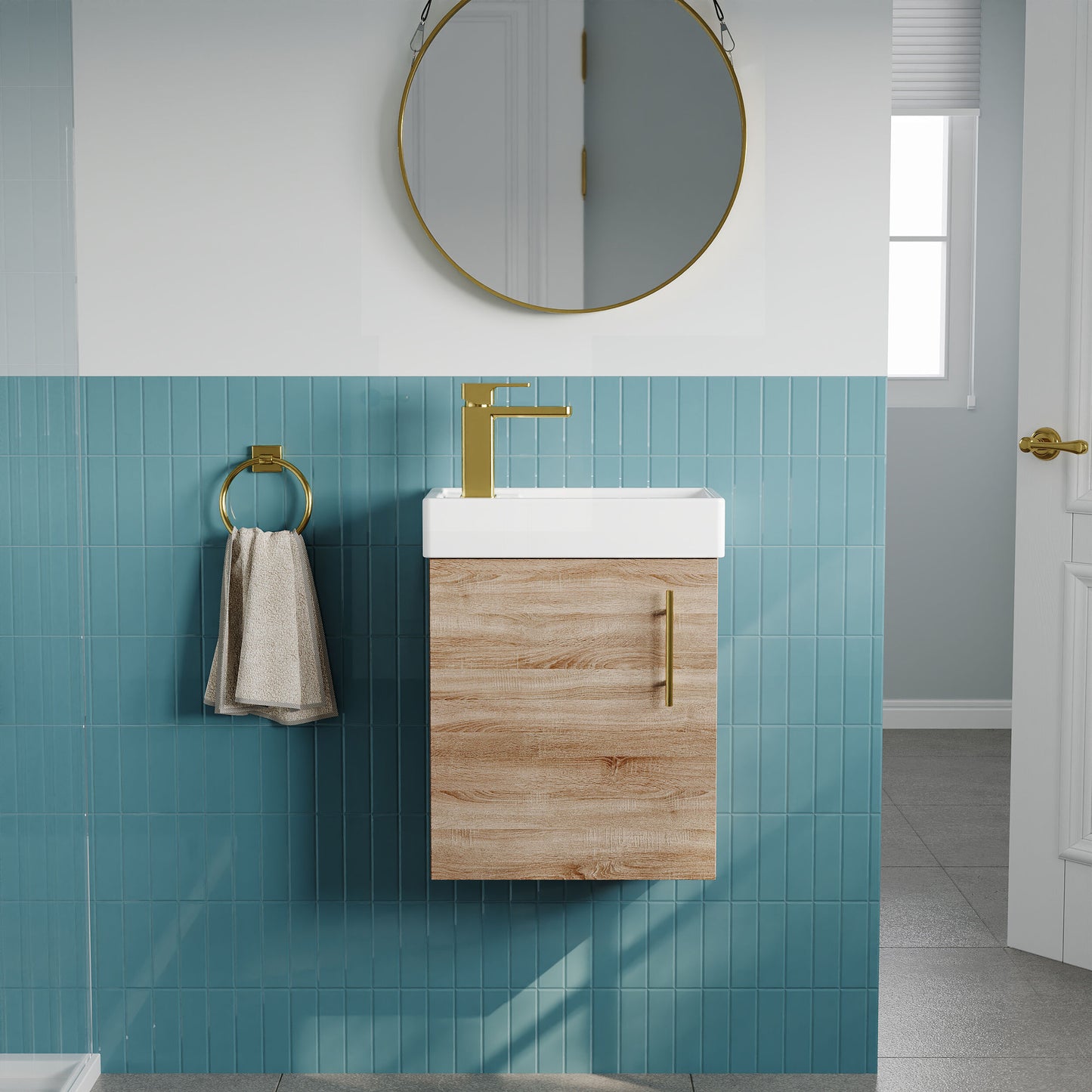 [BFSAH3193] Freehay Compact Cloakroom Wall Hung Vanity Basin Unit, 400mm, Choice of Colour - Lifestyle 1