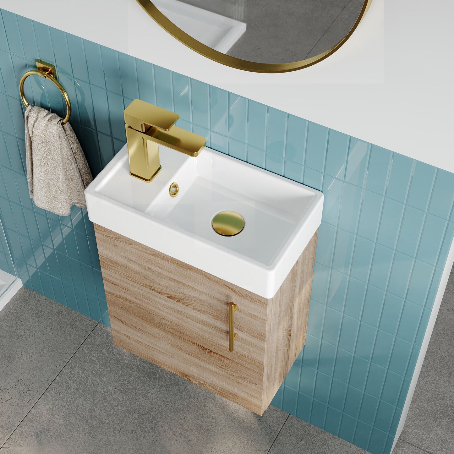 [BFSAH3193] Freehay Compact Cloakroom Wall Hung Vanity Basin Unit, 400mm, Choice of Colour - Lifestyle 2