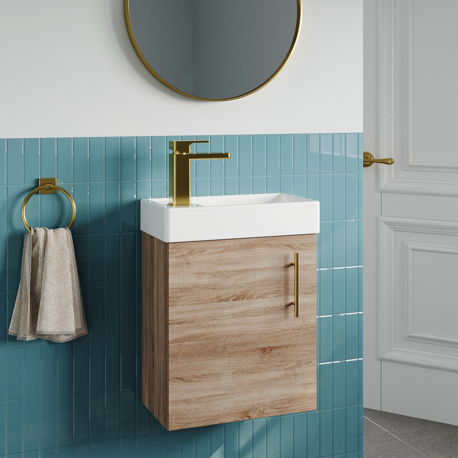 [BFSAH3193] Freehay Compact Cloakroom Wall Hung Vanity Basin Unit, 400mm, Choice of Colour - Lifestyle 3
