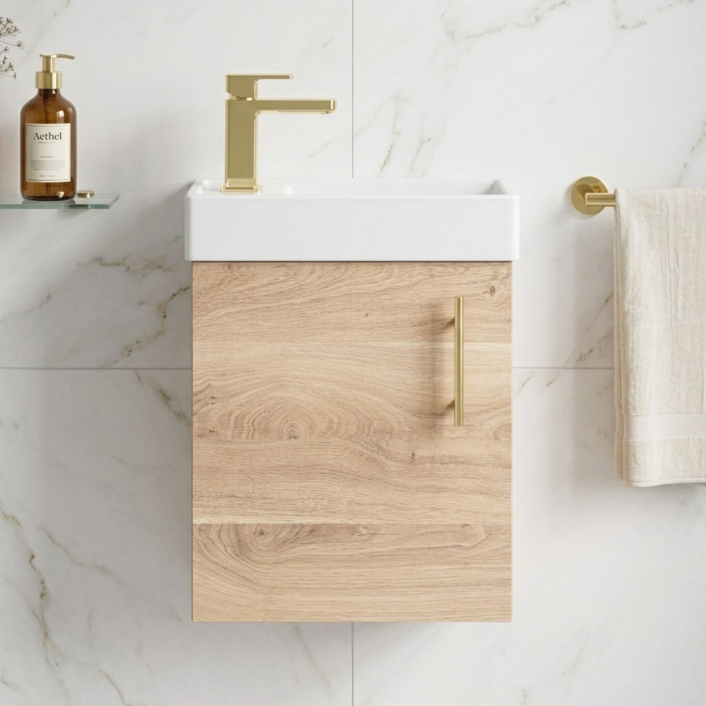 [BFSAH3193] Freehay Compact Cloakroom Wall Hung Vanity Basin Unit, 400mm, Choice of Colour - Silo