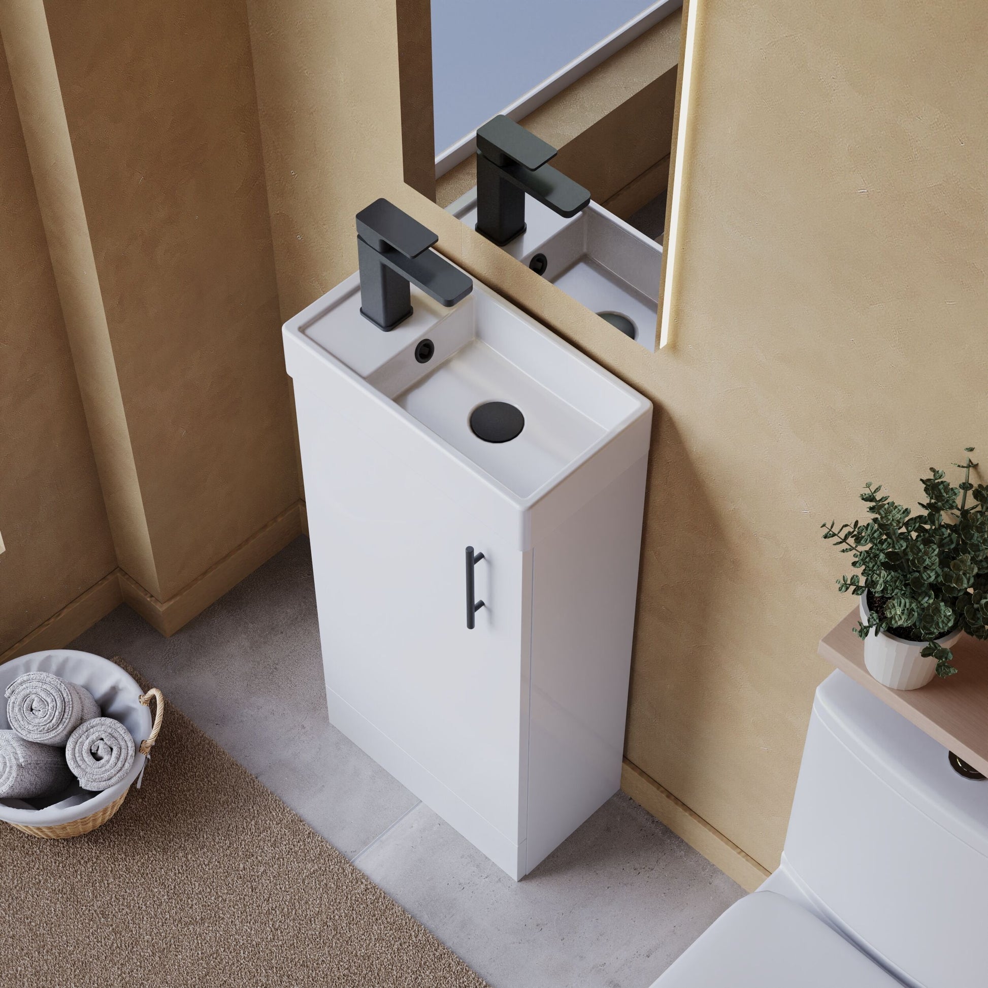 [BFSAH9292] Freehay Compact Cloakroom Vanity Basin Unit, 400mm - Choice of Mount Type, Colour and Handle Finish - Lifestyle 2