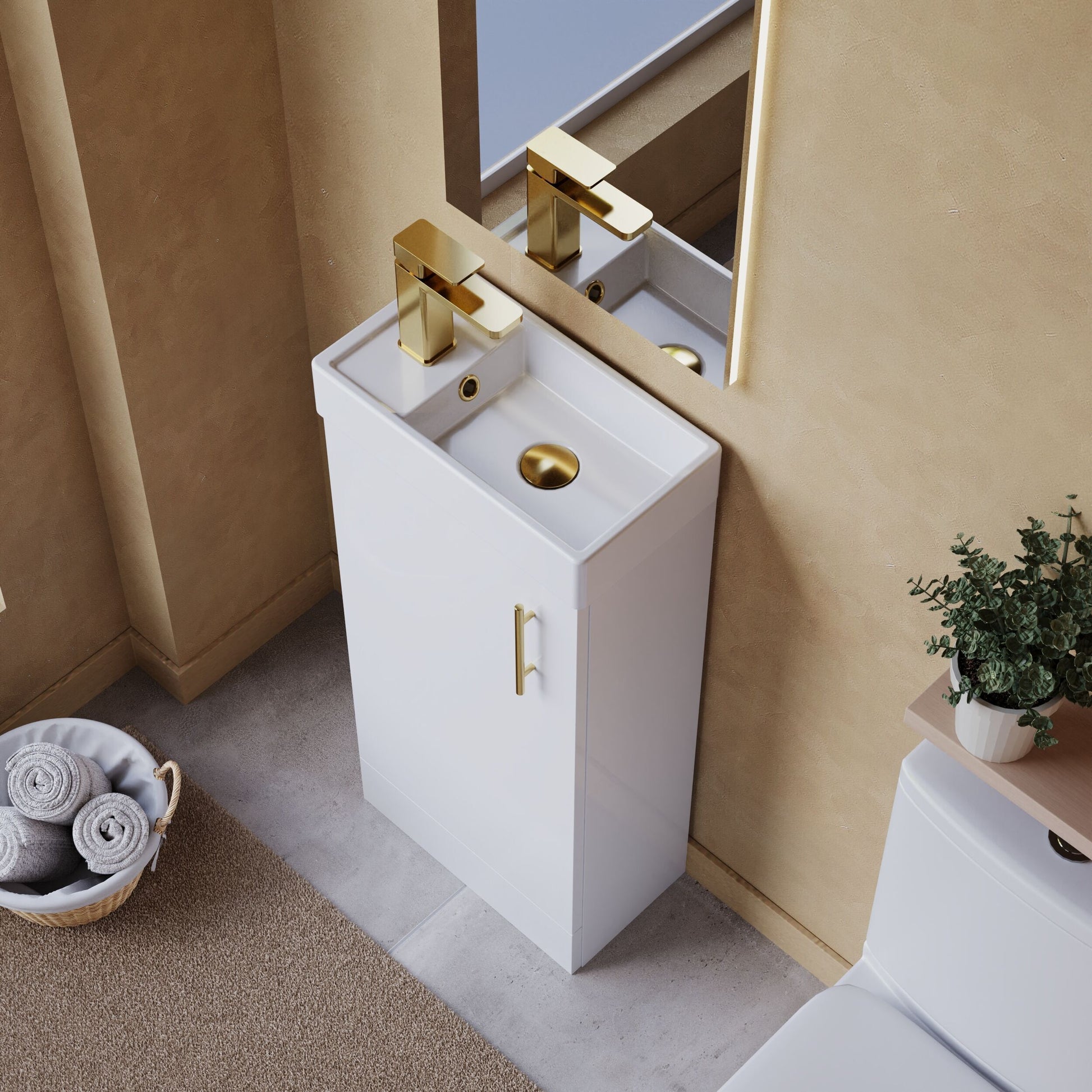 [BFSAH9293] Freehay Compact Cloakroom Vanity Basin Unit, 400mm - Choice of Mount Type, Colour and Handle Finish - Lifestyle 2
