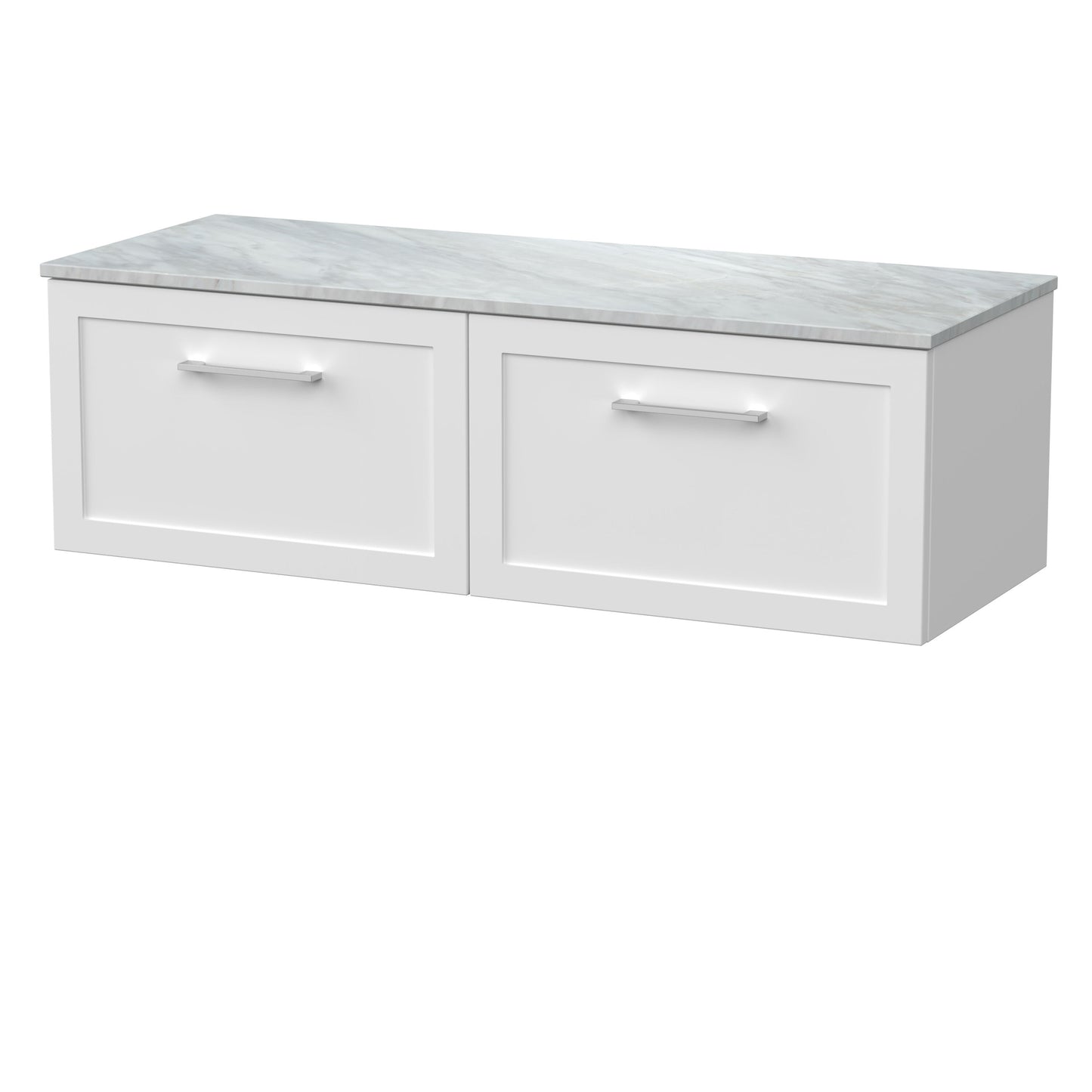 [BFSH122GMT2] Stonnall Traditional Wall Hung 2 Drawer 1200mm Vanity Unit with Grey Marble Top - Choice of Colour - Cutout