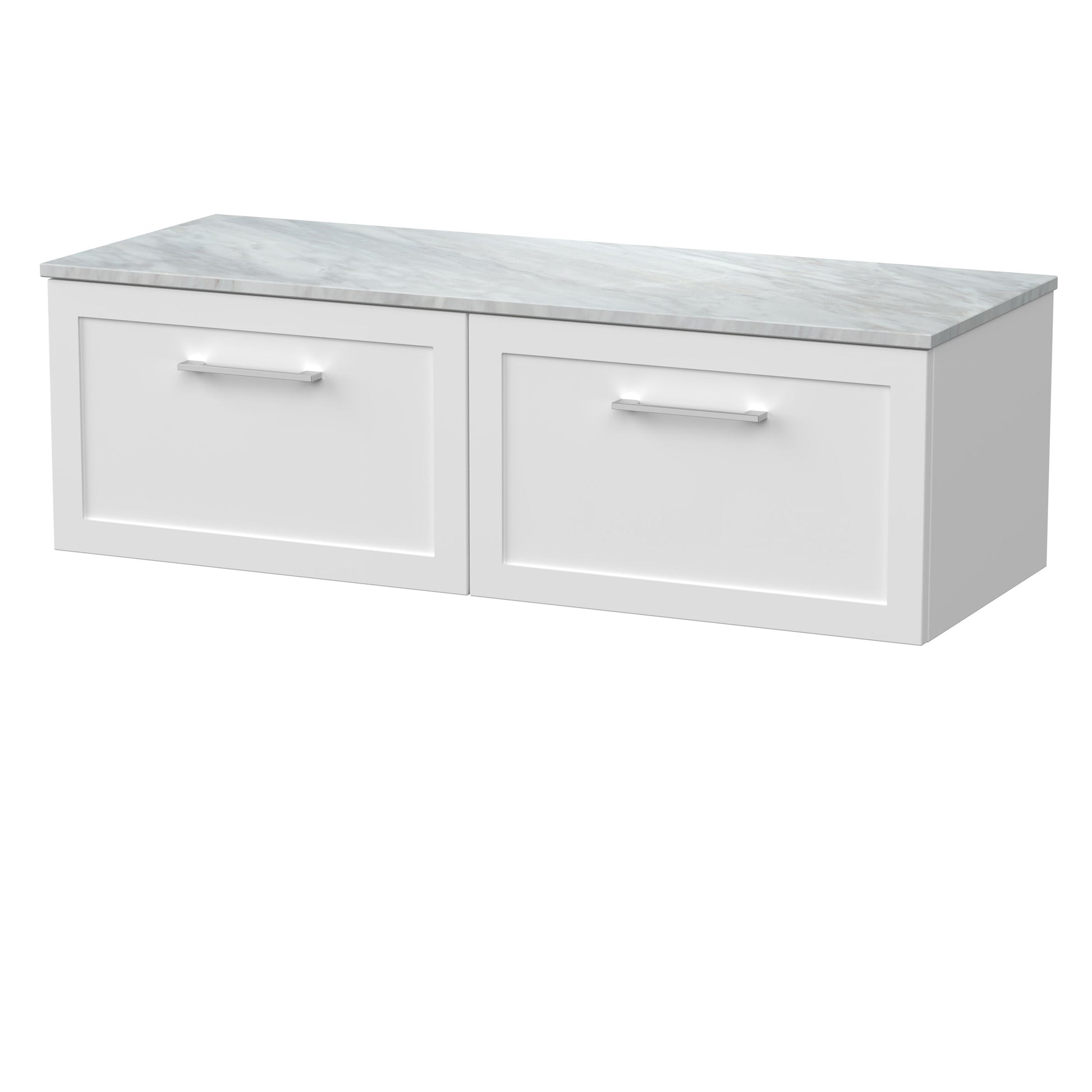 [BFSH122GMT2] Stonnall Traditional Wall Hung 2 Drawer 1200mm Vanity Unit with Grey Marble Top - Choice of Colour - Cutout
