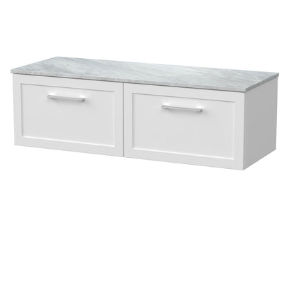 [BFSH122GMT2] Stonnall Traditional Wall Hung 2 Drawer 1200mm Vanity Unit with Grey Marble Top - Choice of Colour - Cutout