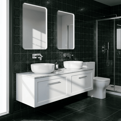 [BFSH122GMT2] Stonnall Traditional Wall Hung 2 Drawer 1200mm Vanity Unit with Grey Marble Top - Choice of Colour - Lifestyle 2