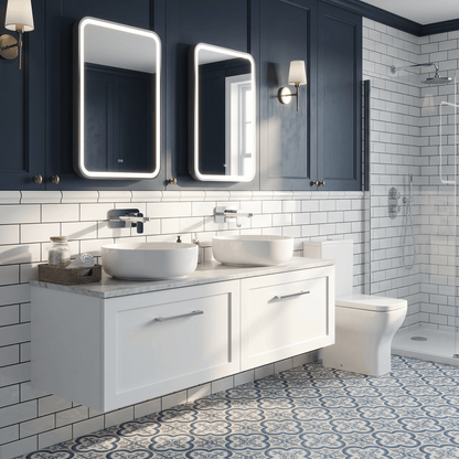 [BFSH122GMT2] Stonnall Traditional Wall Hung 2 Drawer 1200mm Vanity Unit with Grey Marble Top - Choice of Colour - Lifestyle 3