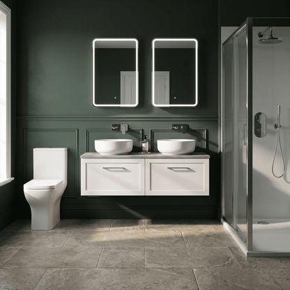 [BFSH122LBG2] Stonnall Traditional Wall Hung 2 Drawer 1200mm Vanity Unit with Bellato Grey Laminate Worktop - Choice of Colour - Lifestyle 3