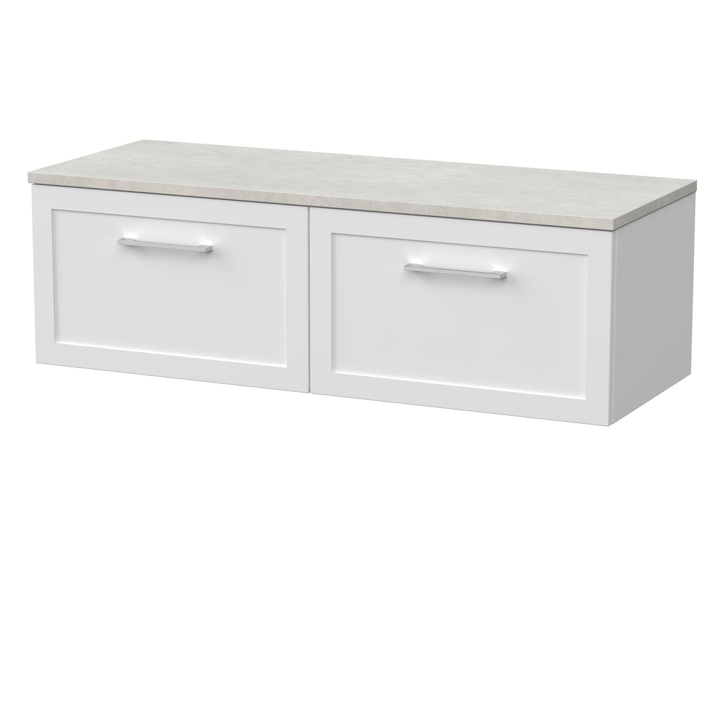 [BFSH122LSWG2] Stonnall Traditional Wall Hung 2 Drawer 1200mm Vanity Unit with White Sparkle Laminate Worktop - Choice of Colour - Cutout