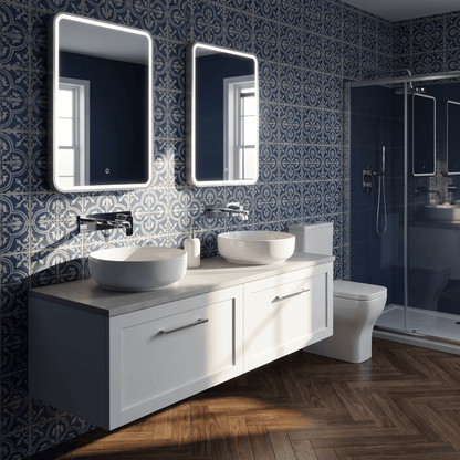 [BFSH122LSWG2] Stonnall Traditional Wall Hung 2 Drawer 1200mm Vanity Unit with White Sparkle Laminate Worktop - Choice of Colour - Lifestyle 3