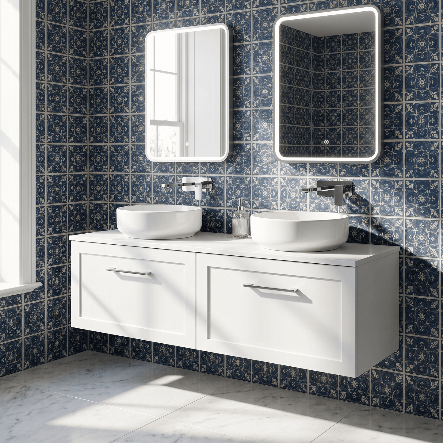 [BFSH122W2] Stonnall Traditional Wall Hung 2 Drawer 1200mm Vanity Unit with Laminate Worktop - Choice of Colour - Lifestyle 2