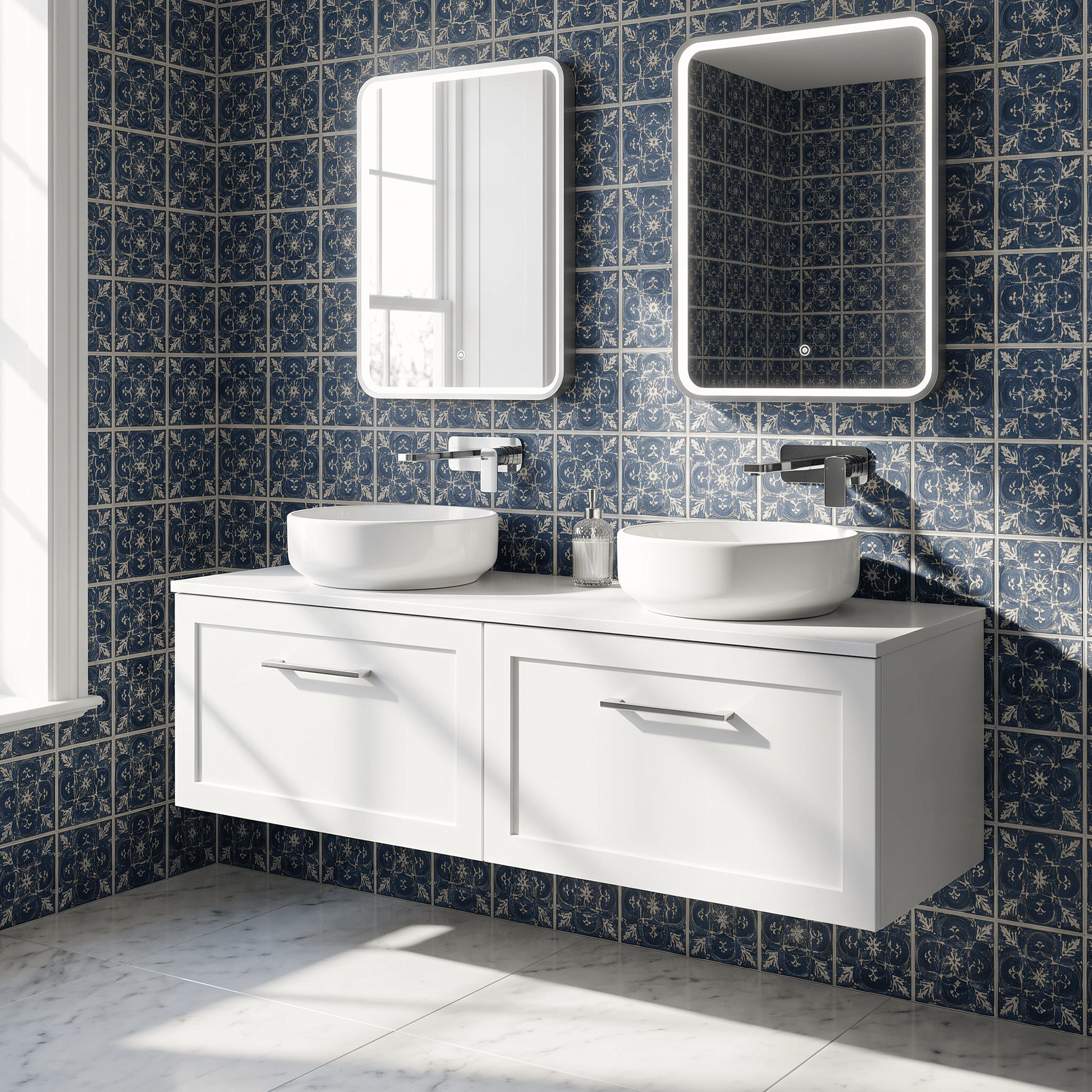[BFSH122W2] Stonnall Traditional Wall Hung 2 Drawer 1200mm Vanity Unit with Laminate Worktop - Choice of Colour - Lifestyle 2