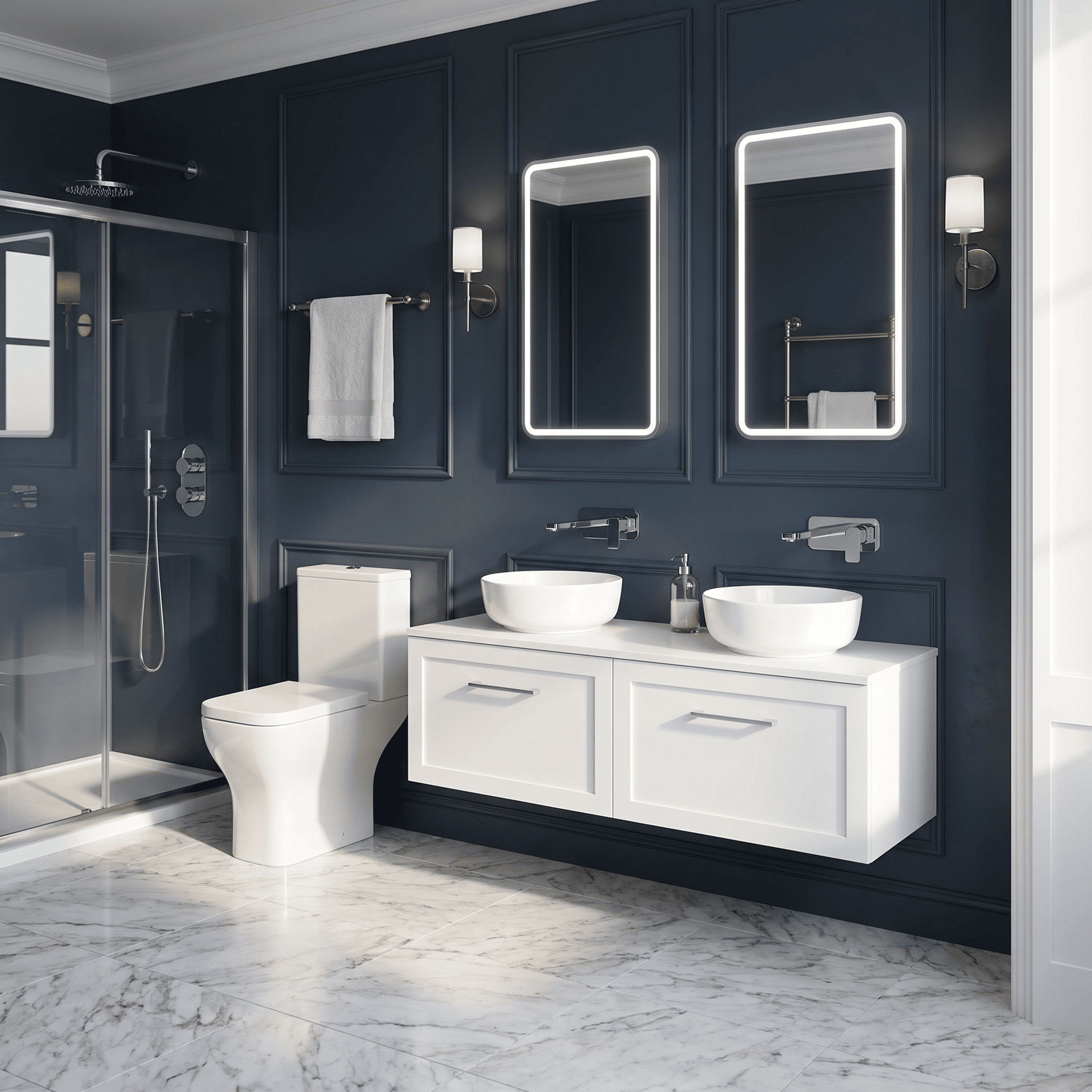 [BFSH122W2] Stonnall Traditional Wall Hung 2 Drawer 1200mm Vanity Unit with Laminate Worktop - Choice of Colour - Lifestyle 3