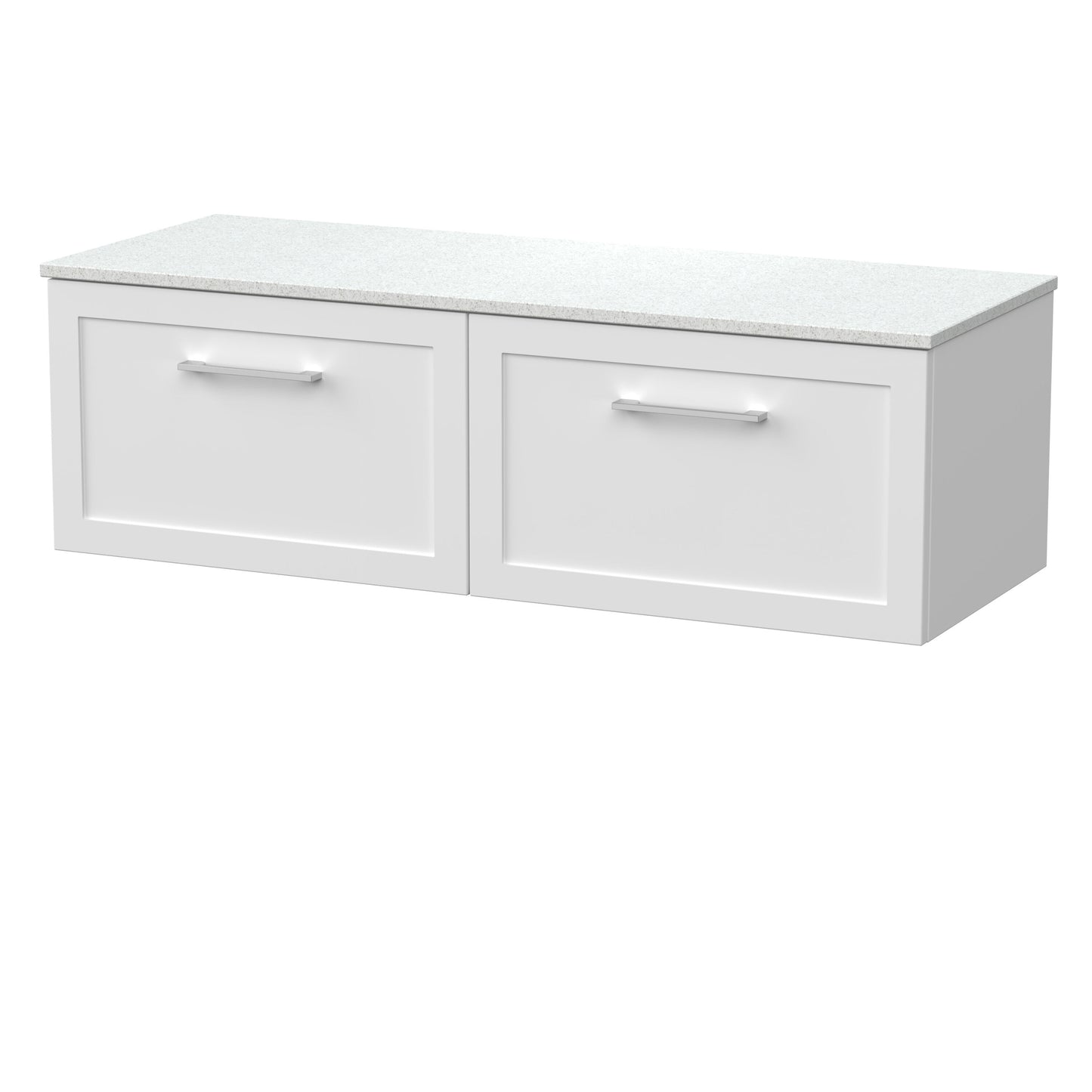 [BFSH122WMT2] Stonnall Traditional Wall Hung 2 Drawer 1200mm Vanity Unit with White Marble Top - Choice of Colour - Cutout