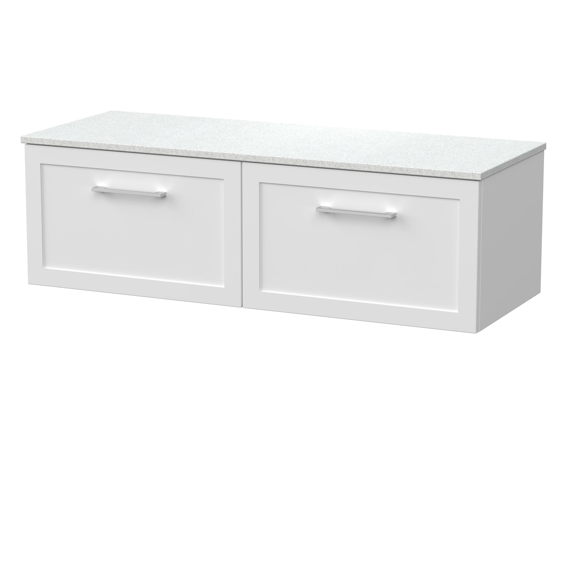 [BFSH122WMT2] Stonnall Traditional Wall Hung 2 Drawer 1200mm Vanity Unit with White Marble Top - Choice of Colour - Cutout
