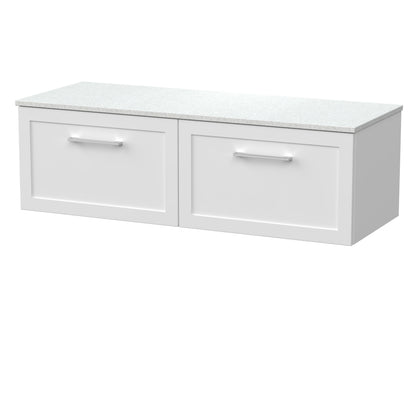 [BFSH122WMT2] Stonnall Traditional Wall Hung 2 Drawer 1200mm Vanity Unit with White Marble Top - Choice of Colour - Cutout