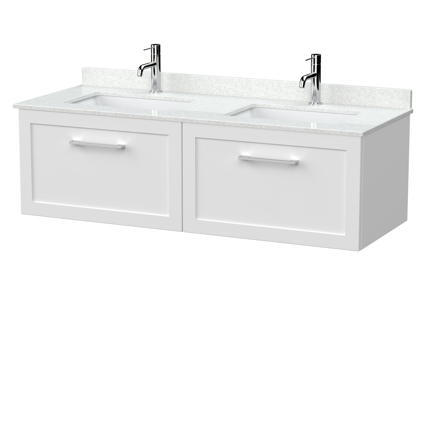 [BFSH122WS2] Stonnall Traditional Wall Hung 2 Drawer 1200mm Vanity Unit with White Marble Top and Basin - Choice of Colour - Cutout