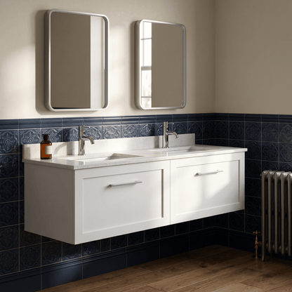 [BFSH122WS2] Stonnall Traditional Wall Hung 2 Drawer 1200mm Vanity Unit with White Marble Top and Basin - Choice of Colour - Lifestyle 1