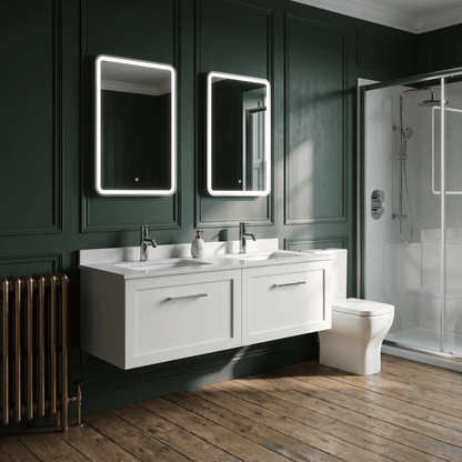 [BFSH122WS2] Stonnall Traditional Wall Hung 2 Drawer 1200mm Vanity Unit with White Marble Top and Basin - Choice of Colour - Lifestyle 3