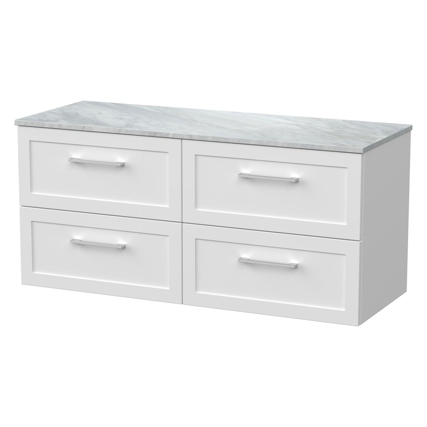 [BFSH124GMT2] Stonnall Traditional Wall Hung 4 Drawer 1200mm Vanity Unit with Grey Marble Top - Choice of Colour - Cutout