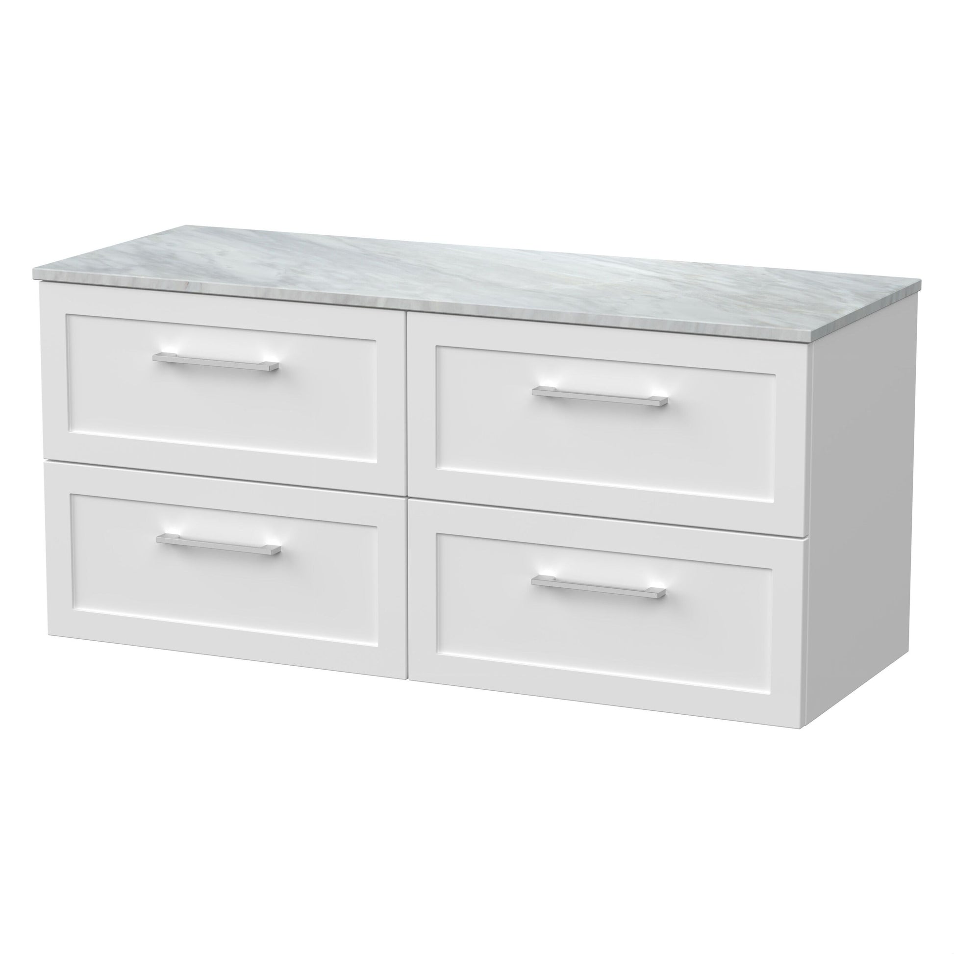[BFSH124GMT2] Stonnall Traditional Wall Hung 4 Drawer 1200mm Vanity Unit with Grey Marble Top - Choice of Colour - Cutout