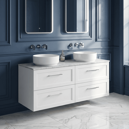 [BFSH124GMT2] Stonnall Traditional Wall Hung 4 Drawer 1200mm Vanity Unit with Grey Marble Top - Choice of Colour - Lifestyle 1