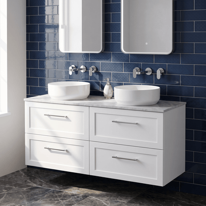 [BFSH124GMT2] Stonnall Traditional Wall Hung 4 Drawer 1200mm Vanity Unit with Grey Marble Top - Choice of Colour - Lifestyle 2