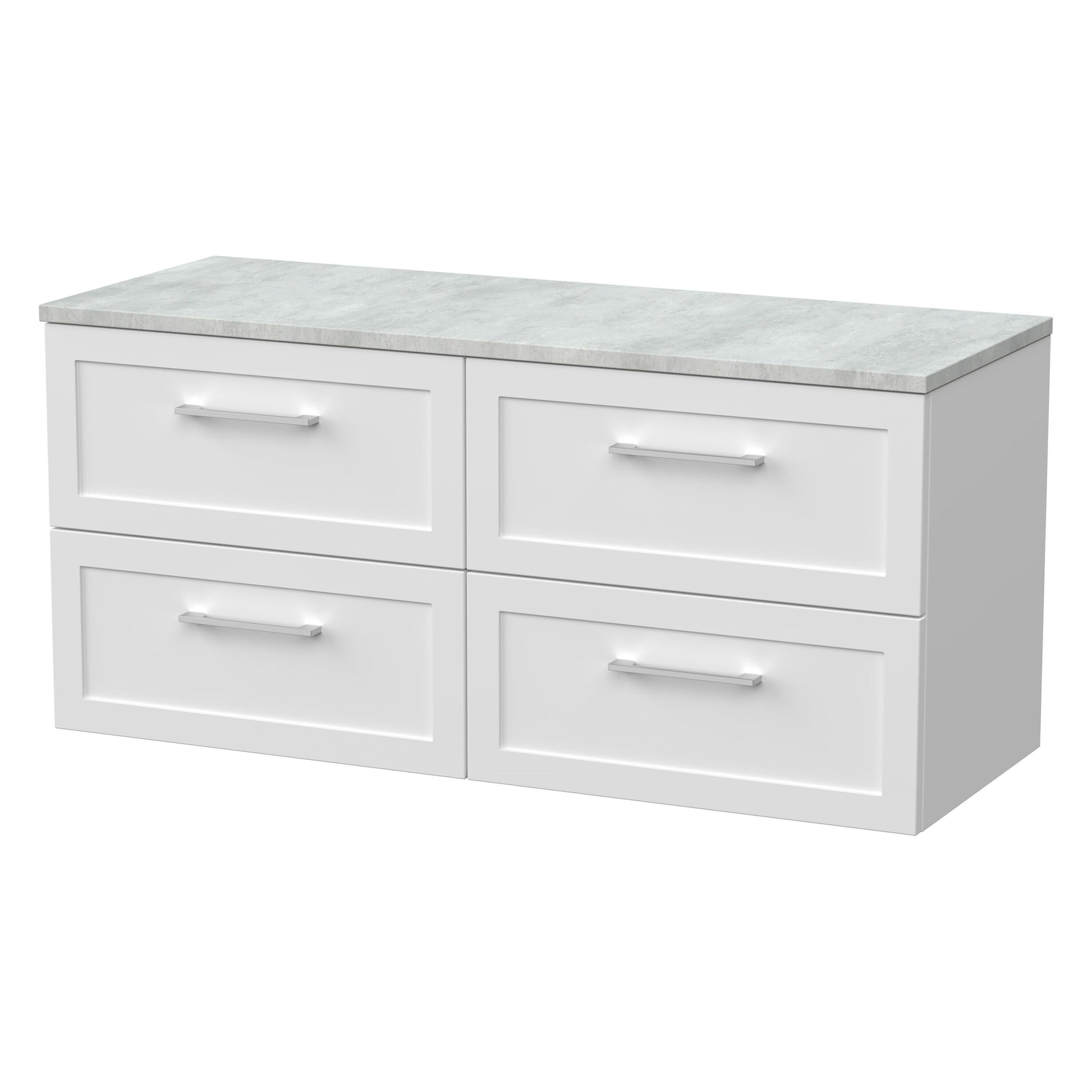 [BFSH124LBG2] Stonnall Traditional Wall Hung 4 Drawer 1200mm Vanity Unit with Bellato Grey Laminate Worktop - Choice of Colour - Cutout