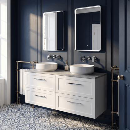 [BFSH124LBG2] Stonnall Traditional Wall Hung 4 Drawer 1200mm Vanity Unit with Bellato Grey Laminate Worktop - Choice of Colour - Lifestyle 1