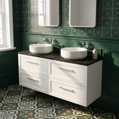 [BFSH124LBP2] Stonnall Traditional Wall Hung 4 Drawer 1200mm Vanity Unit with Black Pietra Marble Laminate Worktop - Choice of Colour - Lifestyle 2