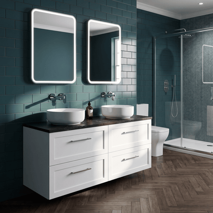 [BFSH124LBP2] Stonnall Traditional Wall Hung 4 Drawer 1200mm Vanity Unit with Black Pietra Marble Laminate Worktop - Choice of Colour - Lifestyle 3